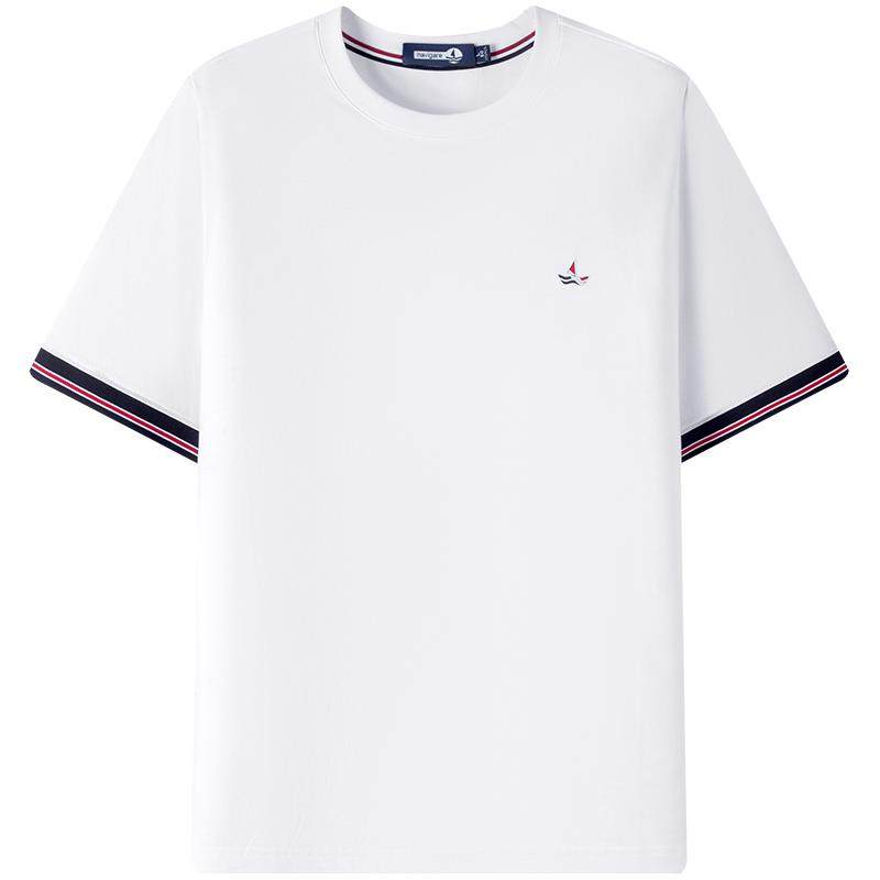 [凉感]Navigare小帆船白色圆领短袖T恤男夏季新款休闲半袖体恤衫