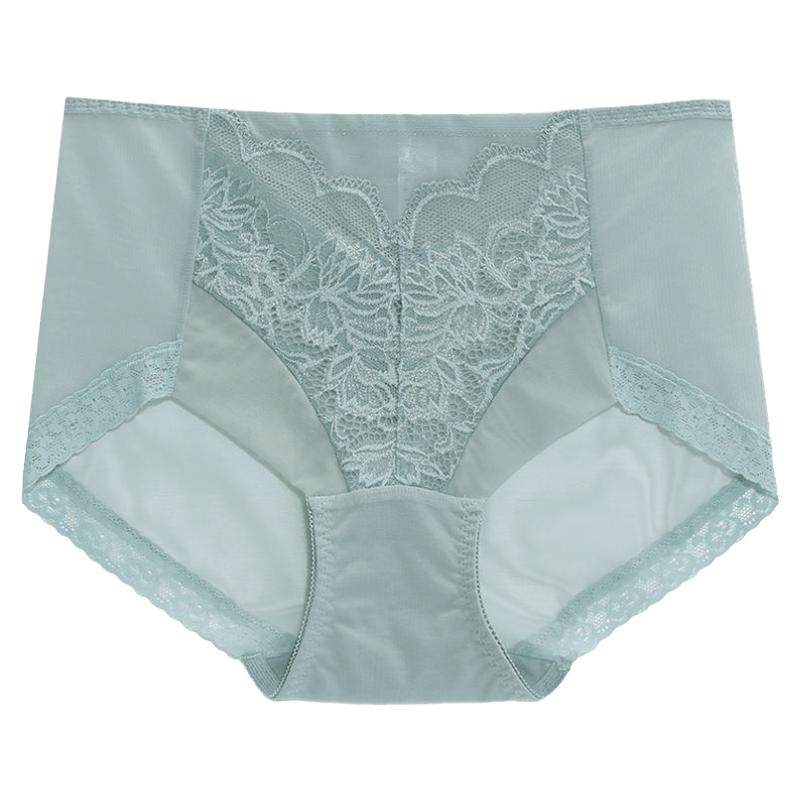 蝶安芬中腰蕾丝内裤女夏薄款收腹提臀性感无痕透气大码包臀三角裤