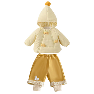 男宝宝棉服套装冬季新款婴幼儿夹棉外套加绒裤子冬装保暖婴儿衣服