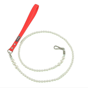 宠物牵引绳钢丝绳串珠遛狗绳遛猫绳泰迪比熊英短通用狗链猫链白色