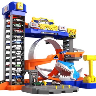 轨道车停车场玩具儿童鲨鱼弹射飞合金小汽车大型男孩六一生日礼物