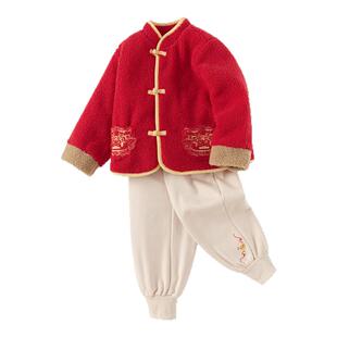 巴拉巴拉童装儿童套装男童女童长袖春秋季2026新款宝宝加绒拜年服
