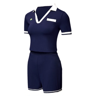 科里芙运动网球服女夏跑步短袖短裤连体服修身显瘦羽毛球健身套装