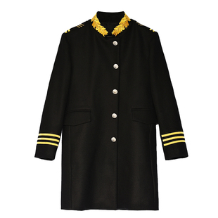 潮男风衣时尚休闲军阀装刺绣立领毛呢大衣同款呢子披风外套xz7001