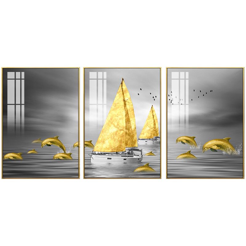 北欧风客厅三联组合挂画抽象壁画