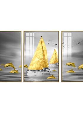 北欧风客厅三联组合挂画抽象壁画