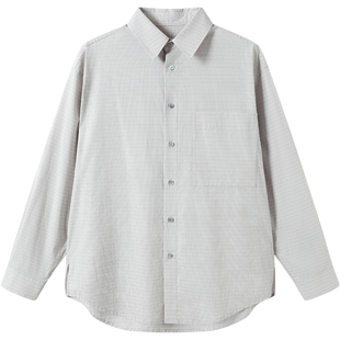 LEZORA日本organic液氨有机棉 秋款色织格纹府绸长袖衬衫男