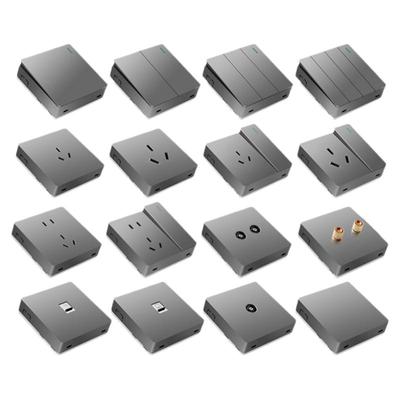 明装超薄国际电工灰色墙壁插座