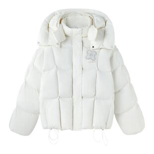 BJHG不计后果云朵贴贴羽绒服女款冬季高级感双层防风帽白鸭绒外套