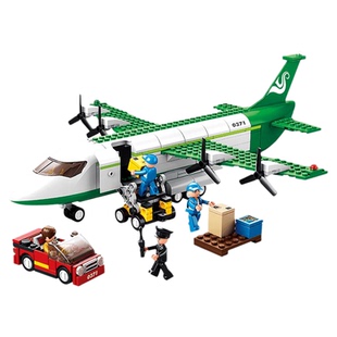 小鲁班拼装积木空中巴士货运飞机男孩益智玩具拼插塑料模型积木