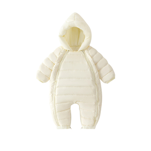 欢喜小熊婴儿冬季连体衣宝宝羽绒衣服保暖冬装男女幼儿爬服羽绒服