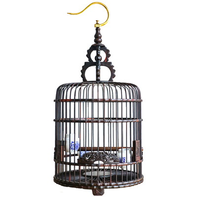 红木画眉鸟笼子手工雕刻鹦鹉八哥