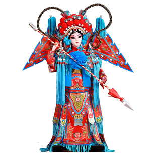 中国特色礼物北京绢人穆桂英娃娃京剧人物摆件唐人坊外国客户礼盒