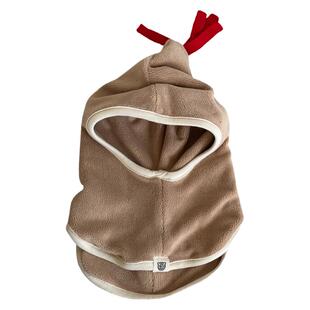 新款婴儿秋冬帽子围巾一体可爱洋气1岁2岁冬季男宝宝毛绒披肩帽潮