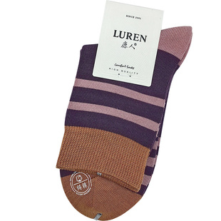 鹿人袜子女纯棉秋冬季加厚款高筒全棉长筒长腰短袜条纹无骨长袜