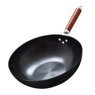 平底锅电磁炉专用煤气灶炒勺铁锅家用炒锅无涂层不粘锅纯铁炒菜锅