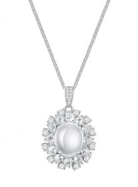 Witther原创设计天然高冰玉髓项链女水沫玉蛋面项链轻奢小众秋冬