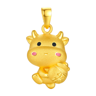 999黄金十二生肖马吊坠足金龙蛇鸡羊兔猴牛转运珠本命年金饰挂坠