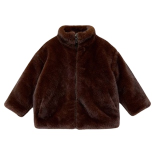 儿童仿貂毛外套小宝宝冬季夹棉上衣男童加厚保暖棉服女孩洋气皮草
