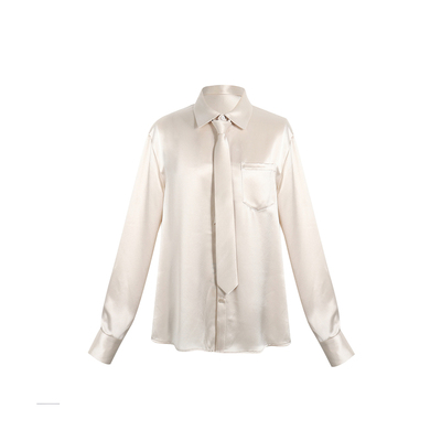 MOMENTPLAY女士纯色醋酸领带衬衫