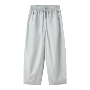 云上生活宽松阔腿休闲裤子女新款春夏薄款松紧腰九分气球裤子下装