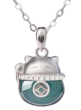 宫里上新小财猫天然翡翠项链