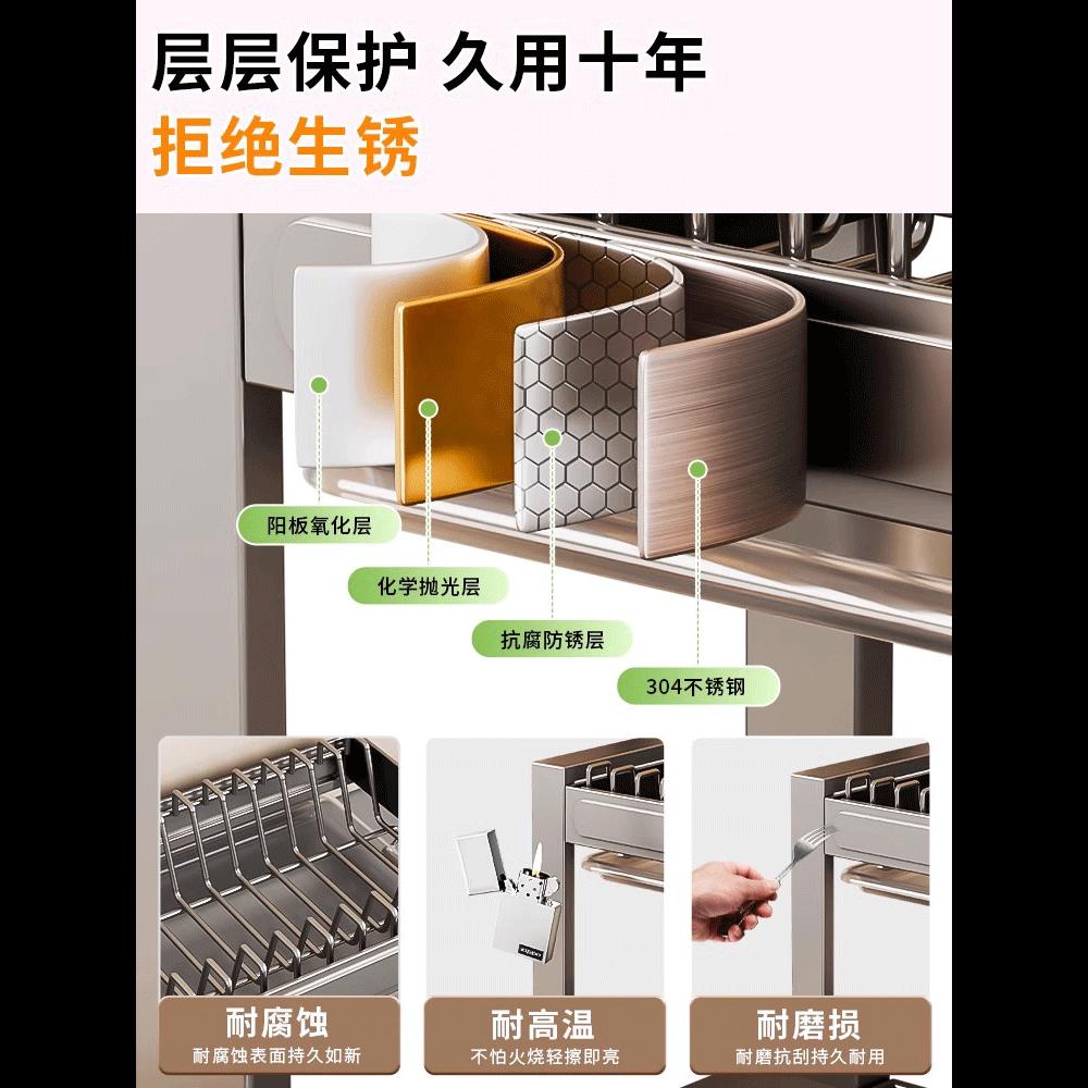 厨房置物架多功能碗盘碗碟收纳架碗筷收纳盒碗柜家用放碗架沥水架