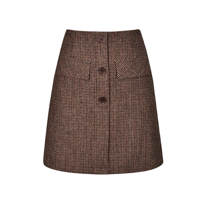 冬日日温柔美拉德咖格子半身裙
