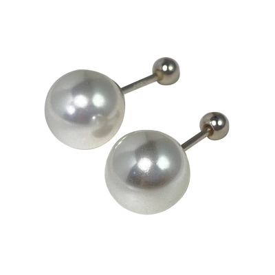 睡觉免摘迷你珍珠耳钉耳骨钉耳堵防丢s999通体足银澳白Akoya天女