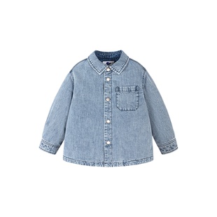 迷你巴拉巴拉男童羽绒服2025冬装新款青少年翻领牛仔衬衫轻暖外套