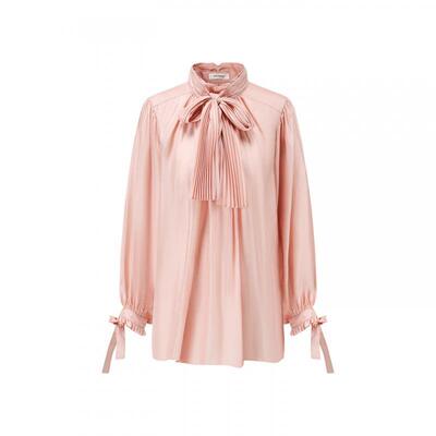 INTOTHEEAST粉色系带真丝上衣