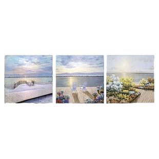 海边海景客厅装饰画现代简约沙发背景墙壁正方形三联餐厅风景挂画