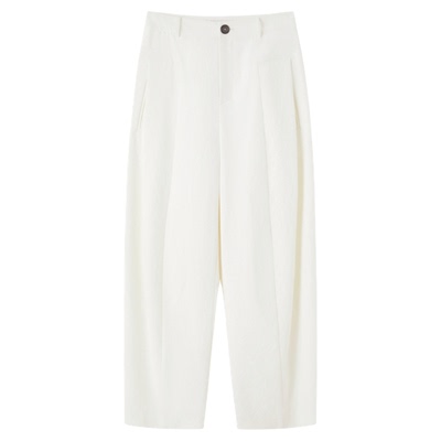 白色宽松定制YKK拉链休闲裤