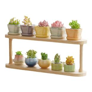多肉花架窗台神器办公室工位桌面多层实木阶梯阳台盆栽绿植置物架