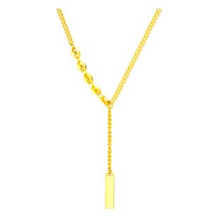 调太幅上上签项链女幸运签3D黄金项链小金条锁骨链长款流苏纯银潮