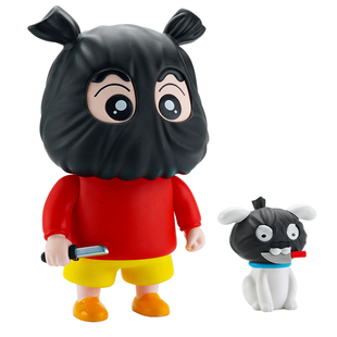 蜡笔小新打劫手办车载摆件大号搞怪盲盒抢劫小白潮玩公仔创意礼物