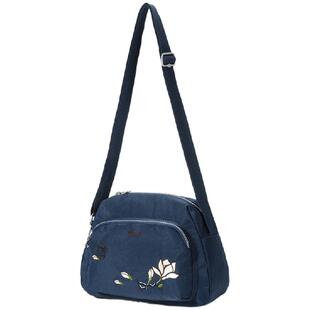 法姿休闲女包斜挎包2025洗水尼龙布包大容量单肩包刺绣时尚妈妈包