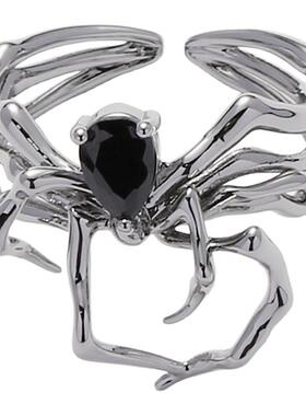 小众蜘蛛几何开口金属女戒