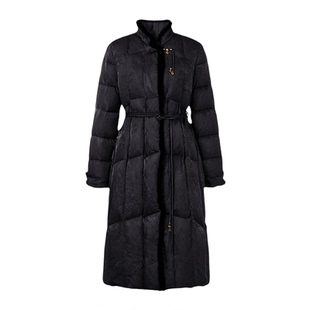 LATTICE TI2025新款中式国风轻薄羽绒服女中长款水貂毛领洋气外套