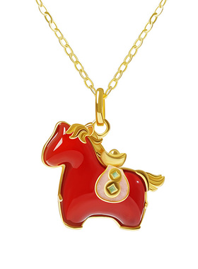 宫里上新天然红玛瑙小马项链