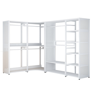 转角衣帽架多功能金属带防尘帘衣柜开放式衣帽间洞洞板挂衣架组合