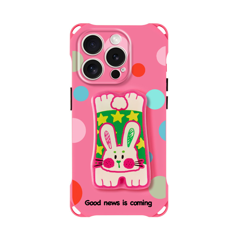适用iPhone16Promax卡通手机壳15可斜挎pura80趴趴兔可爱17手提带支架懒人看剧苹果12镜头全包防摔14
