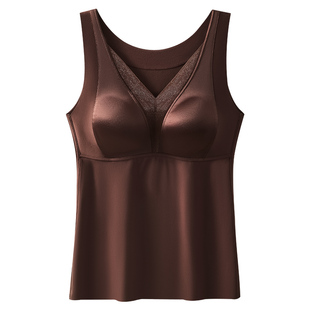 芬腾缎面保暖背心女2025新款塑形冬季内衣带胸垫内搭美背吊带一体