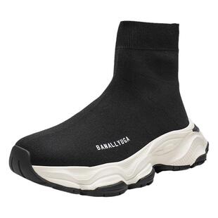 高帮男鞋秋冬款2025新款厚底袜子鞋运动鞋欧洲站鞋子潮流冬季加绒