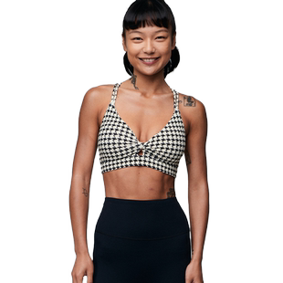 FLYOGA飞蓝瑜伽内衣bra新款黑白千鸟格印花运动文胸小性感11107-3