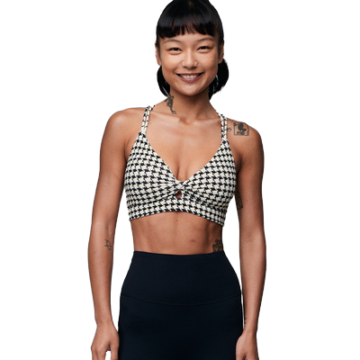 flyoga瑜伽内衣黑白千鸟格