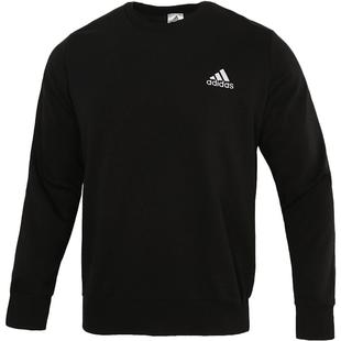 阿迪达斯卫衣男款冬季新款黑色运动上衣男士加绒圆领套头衫GK9094