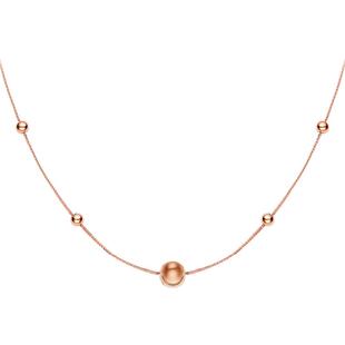 明牌珠宝t18K金圆珠项链 彩金玫瑰金套链喵语连珠女士首饰CSR0191