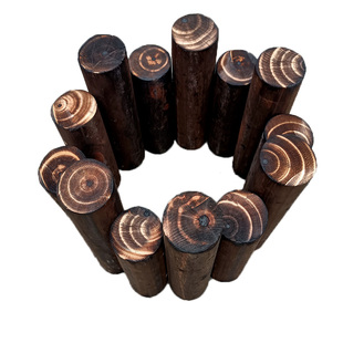 木桩围栏植物角装饰弯曲栅栏户外景观圆木桩庭院花园装饰草坪栅栏