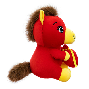 马年吉祥物公仔笑笑马毛绒玩具红色生肖马玩偶新年活动礼物加LOGO
